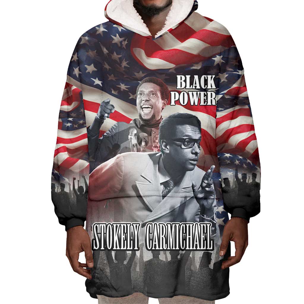 Stokely Carmichael Wearable Blanket Hoodie American Flag Background Black Power Quote Civil Rights Leader Powerful Speech - Wonder Print Shop