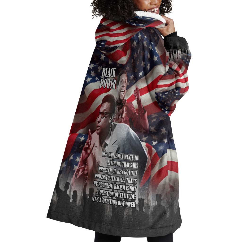 Stokely Carmichael Wearable Blanket Hoodie American Flag Background Black Power Quote Civil Rights Leader Powerful Speech - Wonder Print Shop