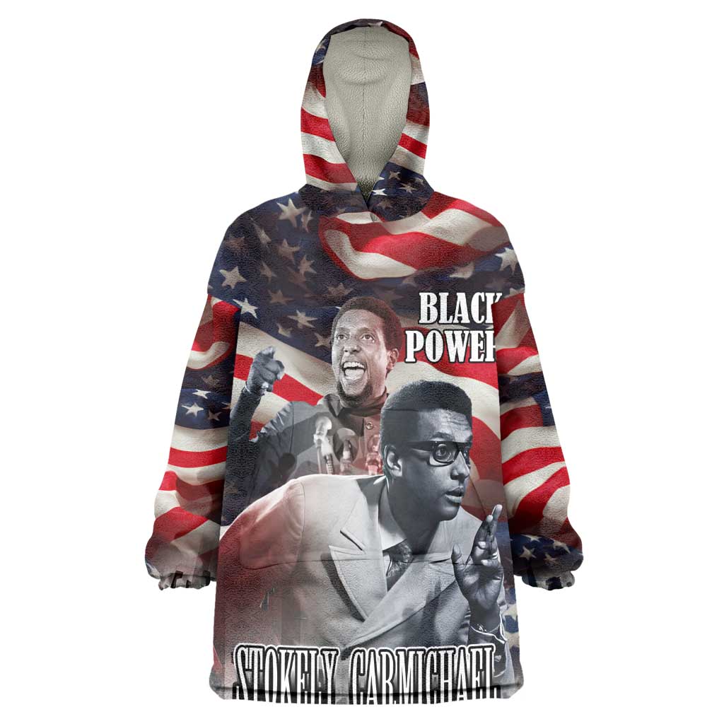 Stokely Carmichael Wearable Blanket Hoodie American Flag Background Black Power Quote Civil Rights Leader Powerful Speech - Wonder Print Shop