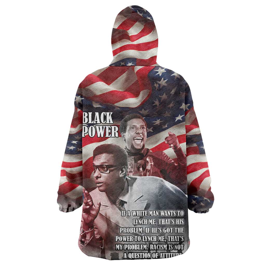 Stokely Carmichael Wearable Blanket Hoodie American Flag Background Black Power Quote Civil Rights Leader Powerful Speech - Wonder Print Shop