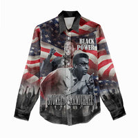 Stokely Carmichael Women Casual Shirt American Flag Background Black Power Quote Civil Rights Leader Powerful Speech - Wonder Print Shop