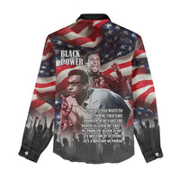 Stokely Carmichael Women Casual Shirt American Flag Background Black Power Quote Civil Rights Leader Powerful Speech - Wonder Print Shop