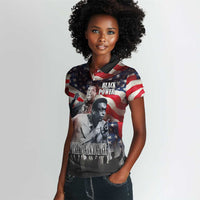Stokely Carmichael Women Polo Shirt American Flag Background Black Power Quote Civil Rights Leader Powerful Speech - Wonder Print Shop