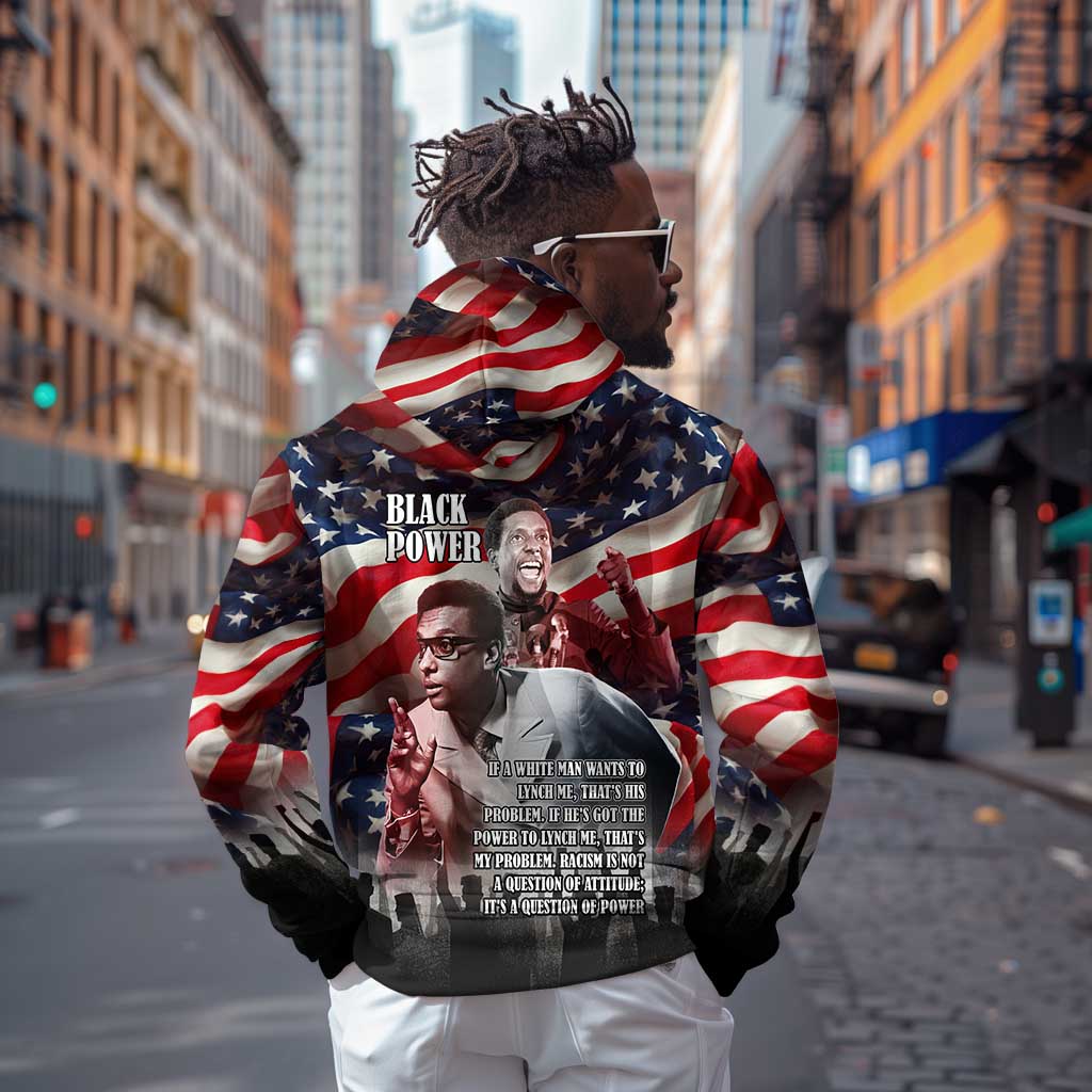 Stokely Carmichael Zip Hoodie American Flag Background Black Power Quote Civil Rights Leader Powerful Speech - Wonder Print Shop