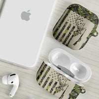 Deer Skull Camouflage AirPods Case American Hunting Culture in Forest Green and Earth Tones