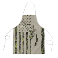 Deer Skull Camouflage Apron American Hunting Culture in Forest Green and Earth Tones