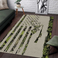 Deer Skull Camouflage Area Rug American Hunting Culture in Forest Green and Earth Tones