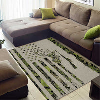 Deer Skull Camouflage Area Rug American Hunting Culture in Forest Green and Earth Tones