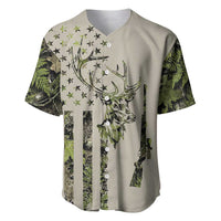 Deer Skull Camouflage Baseball Jersey American Hunting Culture in Forest Green and Earth Tones