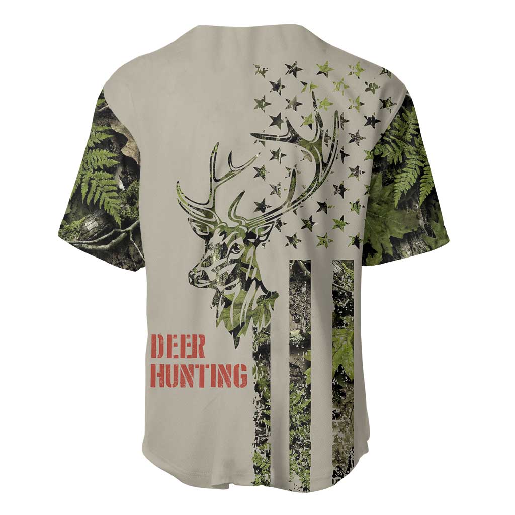 Deer Skull Camouflage Baseball Jersey American Hunting Culture in Forest Green and Earth Tones