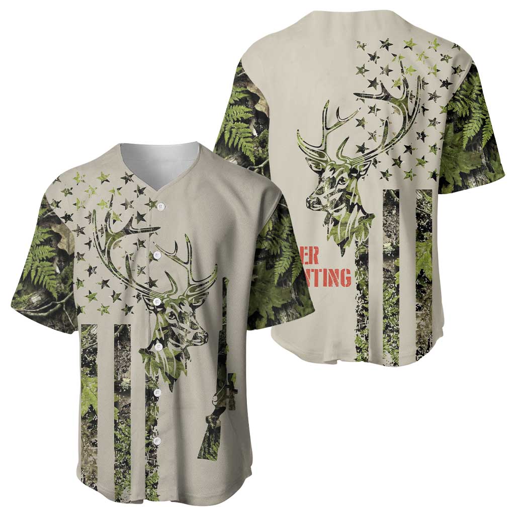 Deer Skull Camouflage Baseball Jersey American Hunting Culture in Forest Green and Earth Tones