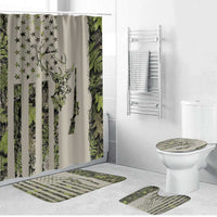 Deer Skull Camouflage Bathroom Set American Hunting Culture in Forest Green and Earth Tones