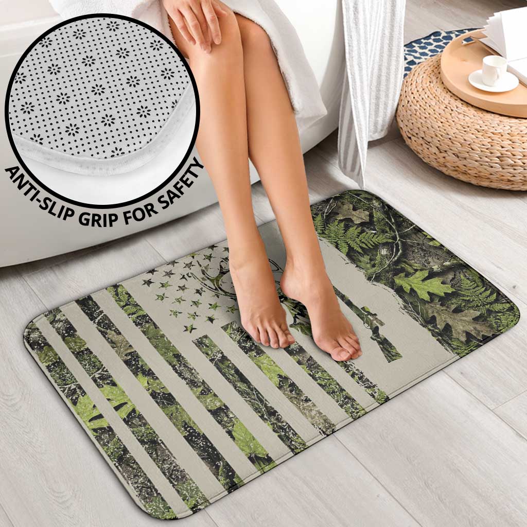 Deer Skull Camouflage Bathroom Set American Hunting Culture in Forest Green and Earth Tones