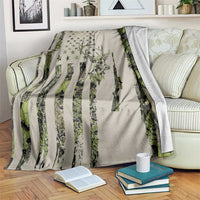Deer Skull Camouflage Blanket American Hunting Culture in Forest Green and Earth Tones