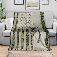 Deer Skull Camouflage Blanket American Hunting Culture in Forest Green and Earth Tones