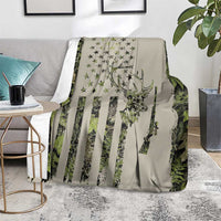 Deer Skull Camouflage Blanket American Hunting Culture in Forest Green and Earth Tones