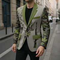 Deer Skull Camouflage Blazer American Hunting Culture in Forest Green and Earth Tones