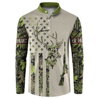 Deer Skull Camouflage Button Sweatshirt American Hunting Culture in Forest Green and Earth Tones