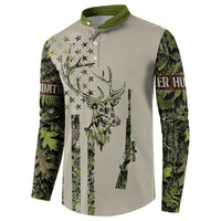 Deer Skull Camouflage Button Sweatshirt American Hunting Culture in Forest Green and Earth Tones