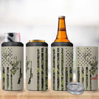 Deer Skull Camouflage 4 in 1 Can Cooler Tumbler American Hunting Culture in Forest Green and Earth Tones