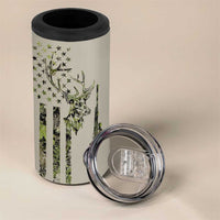 Deer Skull Camouflage 4 in 1 Can Cooler Tumbler American Hunting Culture in Forest Green and Earth Tones