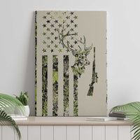Deer Skull Camouflage Canvas Wall Art American Hunting Culture in Forest Green and Earth Tones