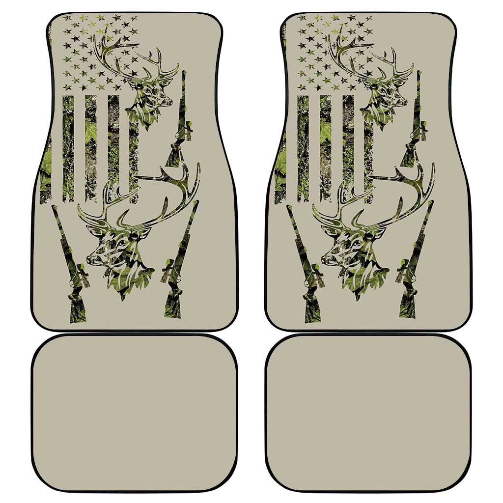 Deer Skull Camouflage Car Mats American Hunting Culture in Forest Green and Earth Tones