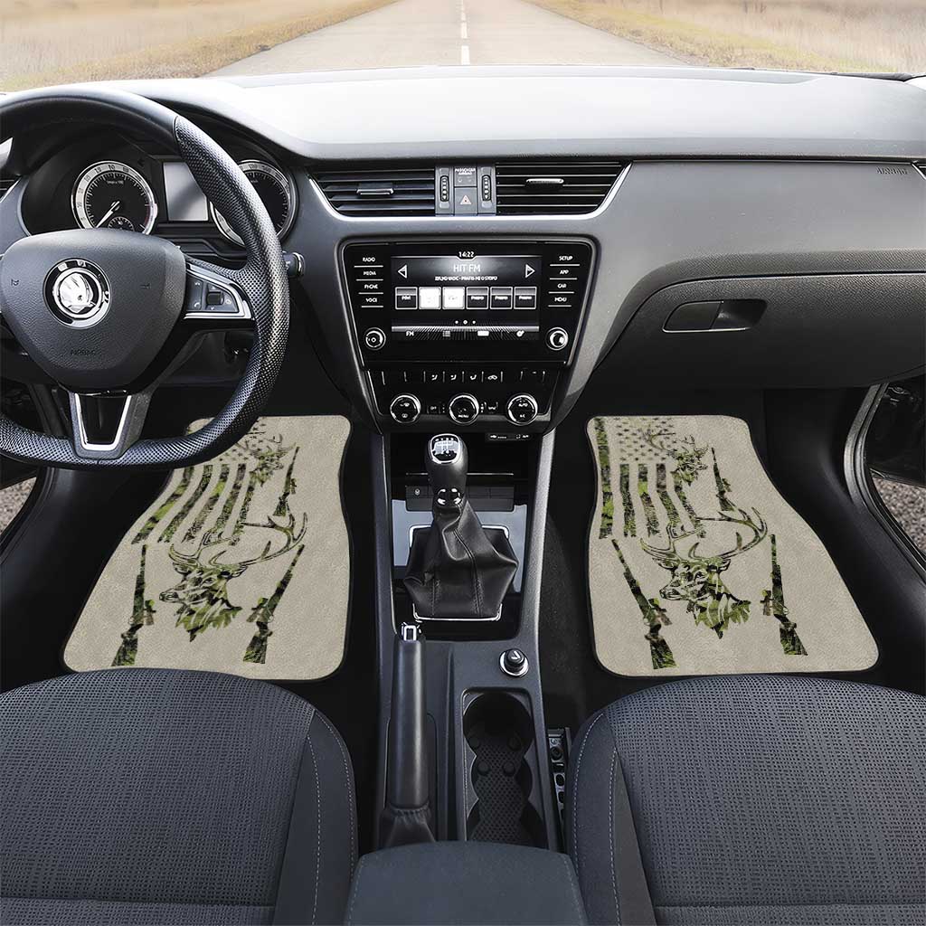 Deer Skull Camouflage Car Mats American Hunting Culture in Forest Green and Earth Tones