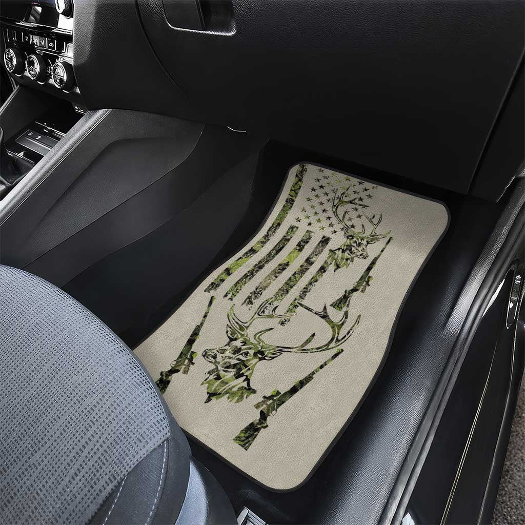 Deer Skull Camouflage Car Mats American Hunting Culture in Forest Green and Earth Tones