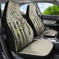 Deer Skull Camouflage Car Seat Cover American Hunting Culture in Forest Green and Earth Tones