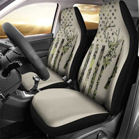 Deer Skull Camouflage Car Seat Cover American Hunting Culture in Forest Green and Earth Tones