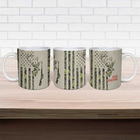 Deer Skull Camouflage Ceramic Mug American Hunting Culture in Forest Green and Earth Tones
