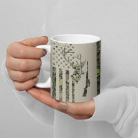 Deer Skull Camouflage Ceramic Mug American Hunting Culture in Forest Green and Earth Tones