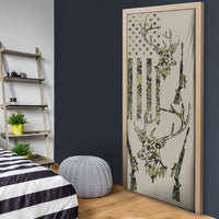 Deer Skull Camouflage Door Cover American Hunting Culture in Forest Green and Earth Tones