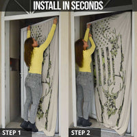 Deer Skull Camouflage Door Cover American Hunting Culture in Forest Green and Earth Tones