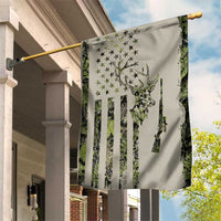 Deer Skull Camouflage Garden Flag American Hunting Culture in Forest Green and Earth Tones