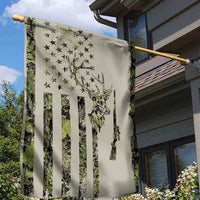 Deer Skull Camouflage Garden Flag American Hunting Culture in Forest Green and Earth Tones