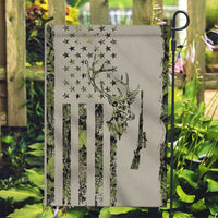 Deer Skull Camouflage Garden Flag American Hunting Culture in Forest Green and Earth Tones
