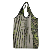 Deer Skull Camouflage Grocery Bag American Hunting Culture in Forest Green and Earth Tones
