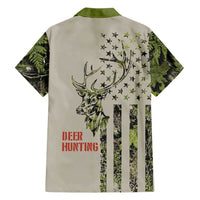 Deer Skull Camouflage Hawaiian Shirt American Hunting Culture in Forest Green and Earth Tones