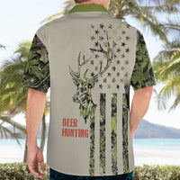 Deer Skull Camouflage Hawaiian Shirt American Hunting Culture in Forest Green and Earth Tones