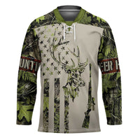Deer Skull Camouflage Hockey Jersey American Hunting Culture in Forest Green and Earth Tones