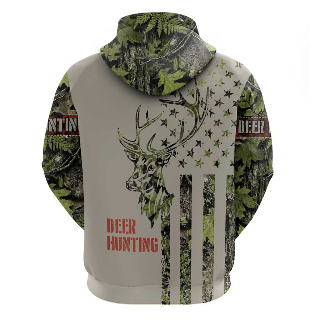 Deer Skull Camouflage Hoodie American Hunting Culture in Forest Green and Earth Tones