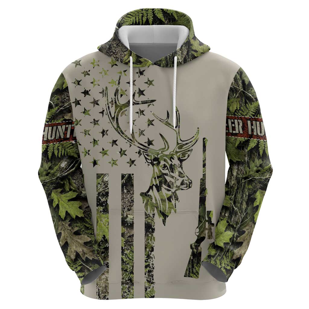 Deer Skull Camouflage Hoodie American Hunting Culture in Forest Green and Earth Tones