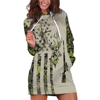 Deer Skull Camouflage Hoodie Dress American Hunting Culture in Forest Green and Earth Tones