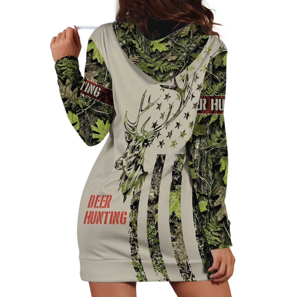 Deer Skull Camouflage Hoodie Dress American Hunting Culture in Forest Green and Earth Tones