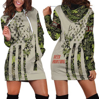Deer Skull Camouflage Hoodie Dress American Hunting Culture in Forest Green and Earth Tones