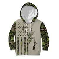 Deer Skull Camouflage Kid Hoodie American Hunting Culture in Forest Green and Earth Tones