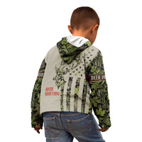 Deer Skull Camouflage Kid Hoodie American Hunting Culture in Forest Green and Earth Tones