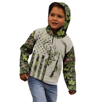 Deer Skull Camouflage Kid Hoodie American Hunting Culture in Forest Green and Earth Tones